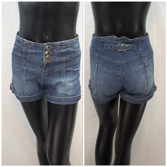 C'est Toi Pants - C'est Toi, Button Cuff Denim Shorts, size Small